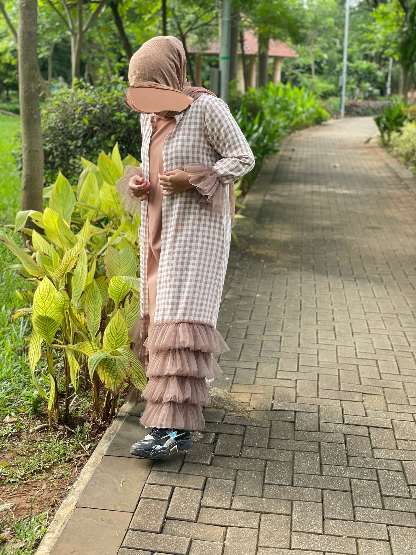 Checkered Ruffled Shrug